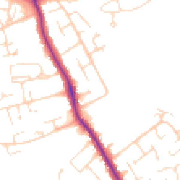 Daytime road noise heatmap for DE24 9GD