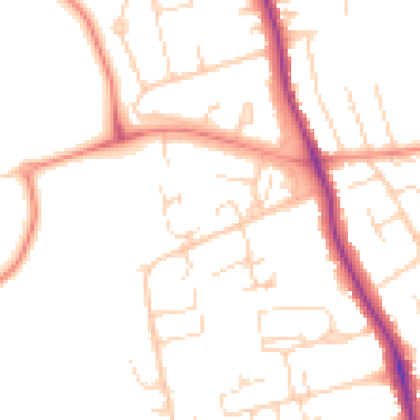 Daytime road noise heatmap for DE24 9JB