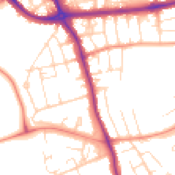 Daytime road noise heatmap for DE24 9JG