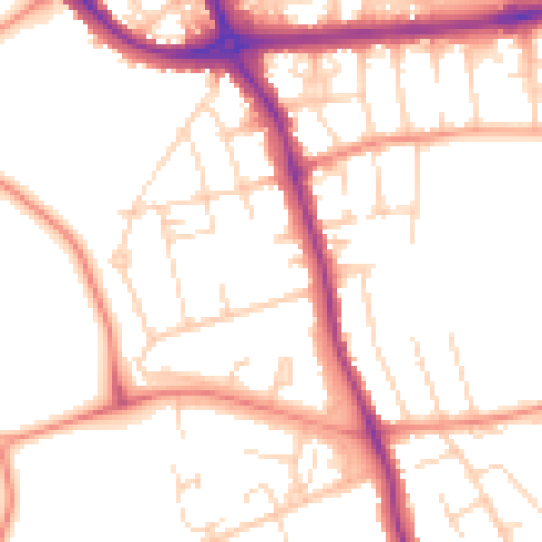 Daytime road noise heatmap for DE24 9JH
