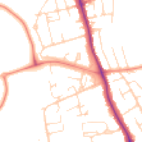 Daytime road noise heatmap for DE24 9JL