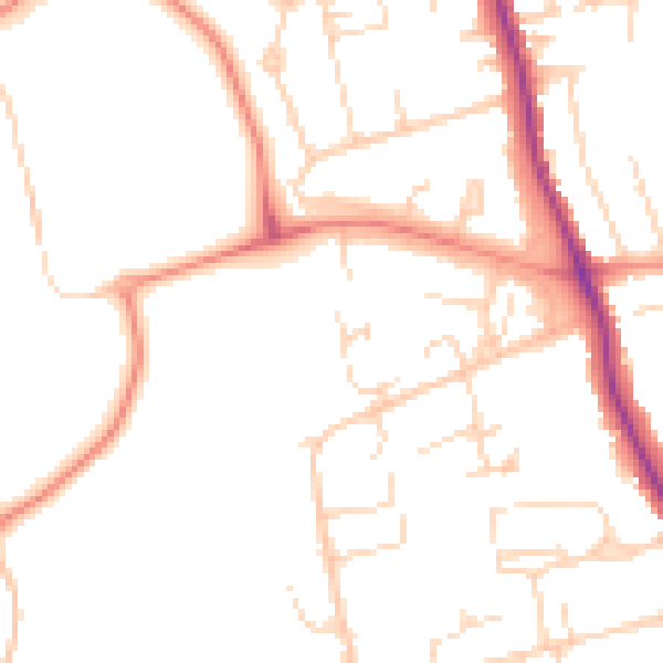Daytime road noise heatmap for DE24 9JQ