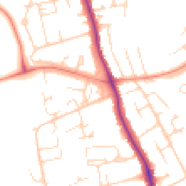 Daytime road noise heatmap for DE24 9JT