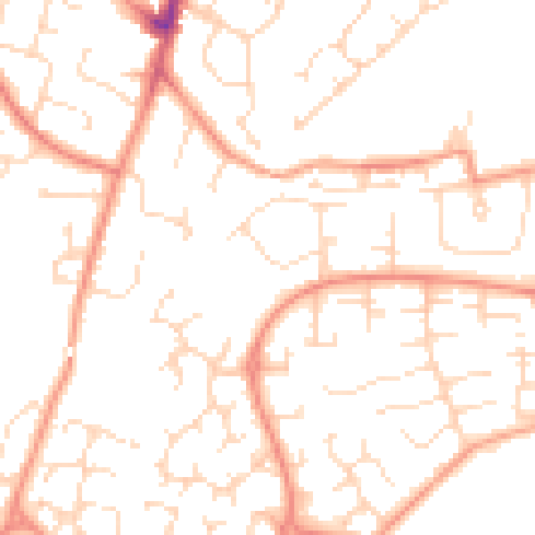 Daytime road noise heatmap for DE24 9NP