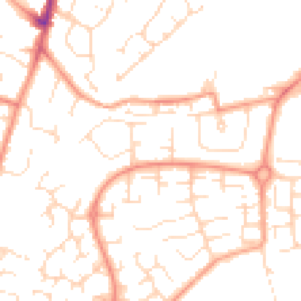 Daytime road noise heatmap for DE24 9NQ