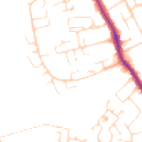 Daytime road noise heatmap for DE24 9QJ