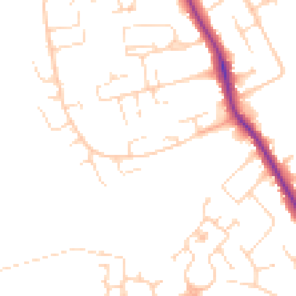 Daytime road noise heatmap for DE24 9QN