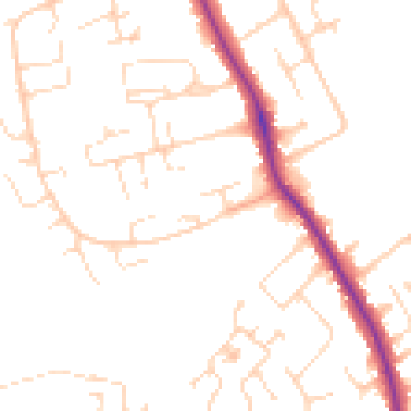 Daytime road noise heatmap for DE24 9QP