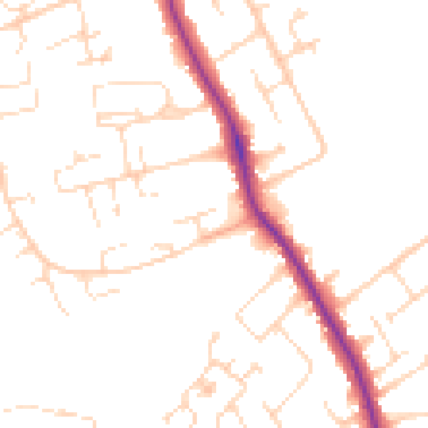 Daytime road noise heatmap for DE24 9QR