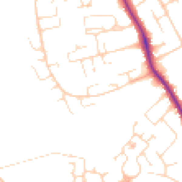 Daytime road noise heatmap for DE24 9QY