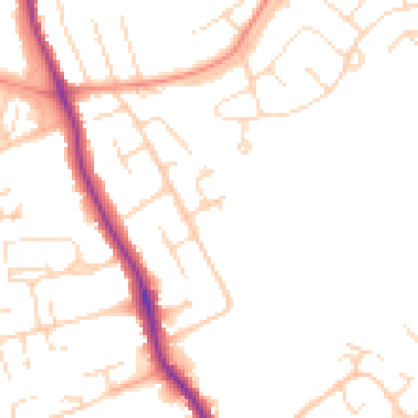 Daytime road noise heatmap for DE24 9SG