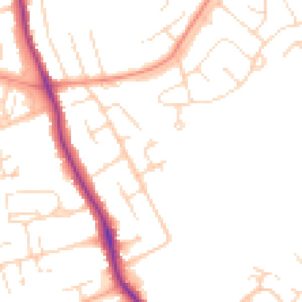 Daytime road noise heatmap for DE24 9SH