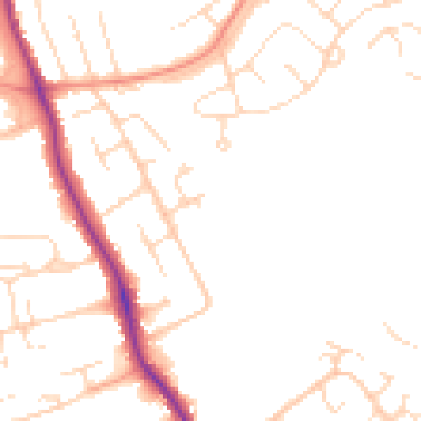 Daytime road noise heatmap for DE24 9SJ