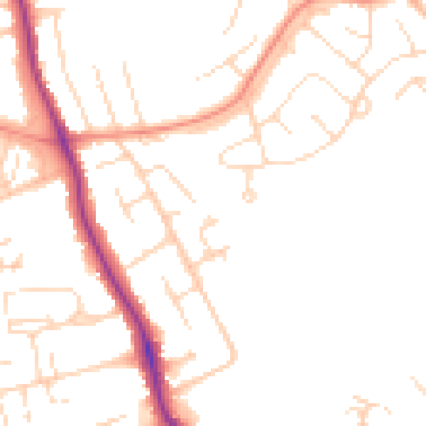 Daytime road noise heatmap for DE24 9SL