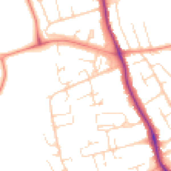 Daytime road noise heatmap for DE24 9SS