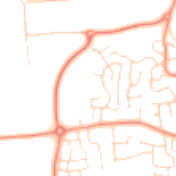 Daytime road noise heatmap for DE74 0AD