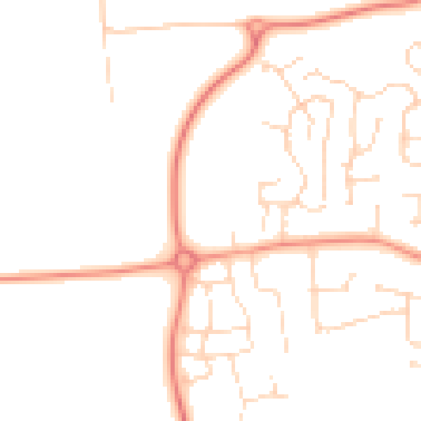 Daytime road noise heatmap for DE74 0AE
