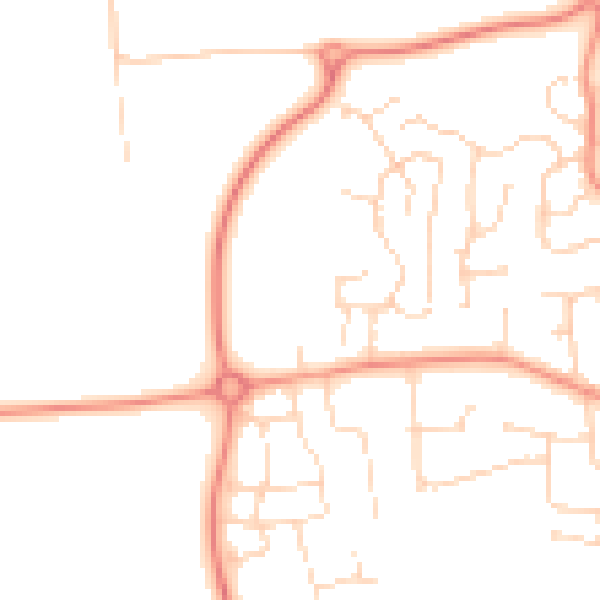 Daytime road noise heatmap for DE74 0AJ