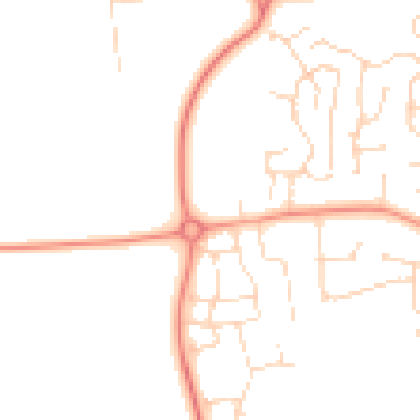 Daytime road noise heatmap for DE74 0AN