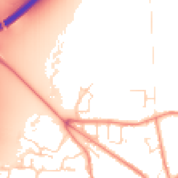 Daytime road noise heatmap for DE74 2AA