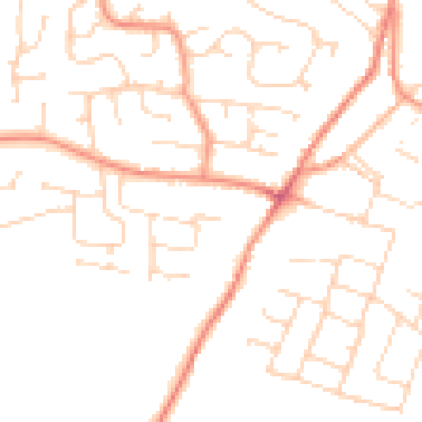 Daytime road noise heatmap for DE74 2AD