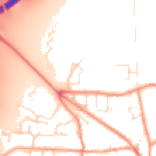 Daytime road noise heatmap for DE74 2AG