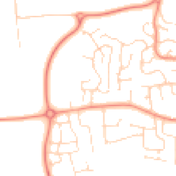 Daytime road noise heatmap for DE74 2AJ