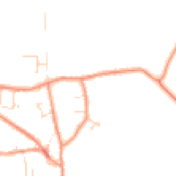 Daytime road noise heatmap for DE74 2AL