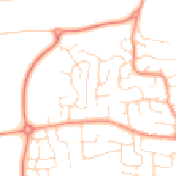 Daytime road noise heatmap for DE74 2AP