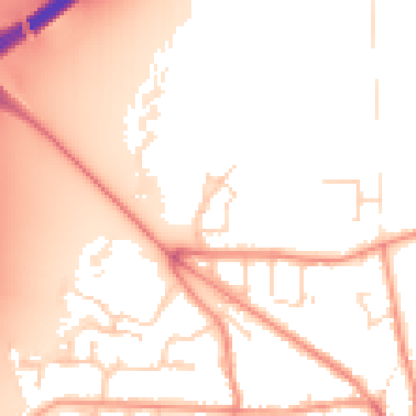 Daytime road noise heatmap for DE74 2AQ