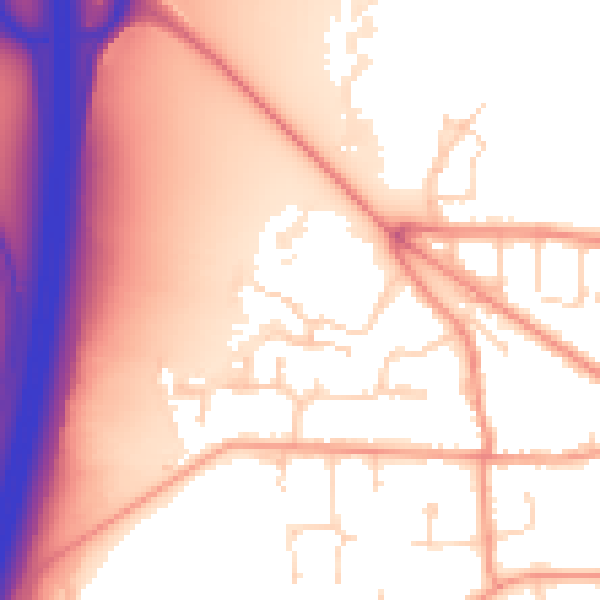 Daytime road noise heatmap for DE74 2AZ