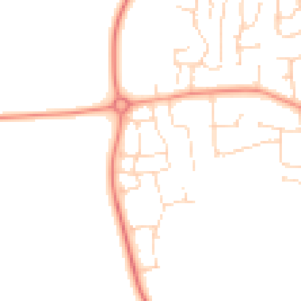 Daytime road noise heatmap for DE74 2BL