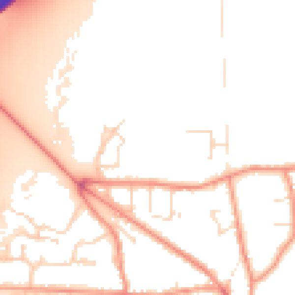 Daytime road noise heatmap for DE74 2BT