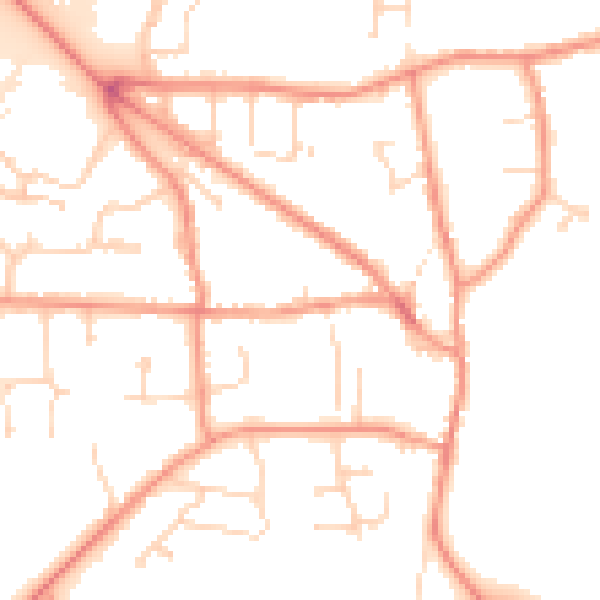 Daytime road noise heatmap for DE74 2DA