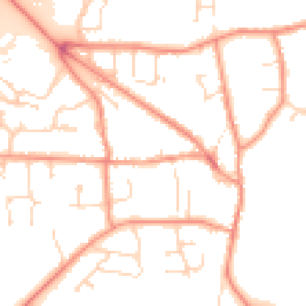 Daytime road noise heatmap for DE74 2DB