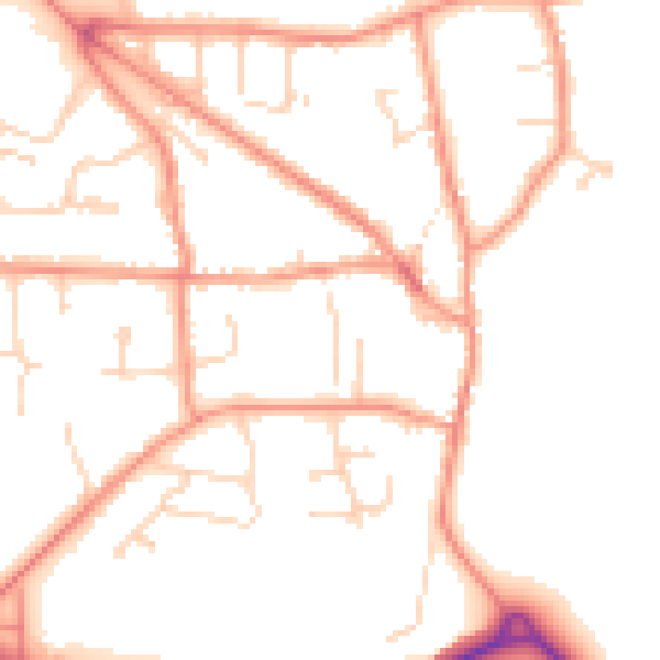Daytime road noise heatmap for DE74 2DD