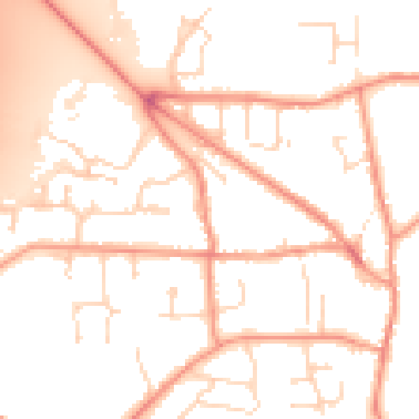 Daytime road noise heatmap for DE74 2DF