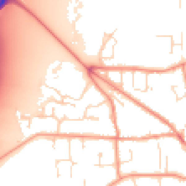 Daytime road noise heatmap for DE74 2DG