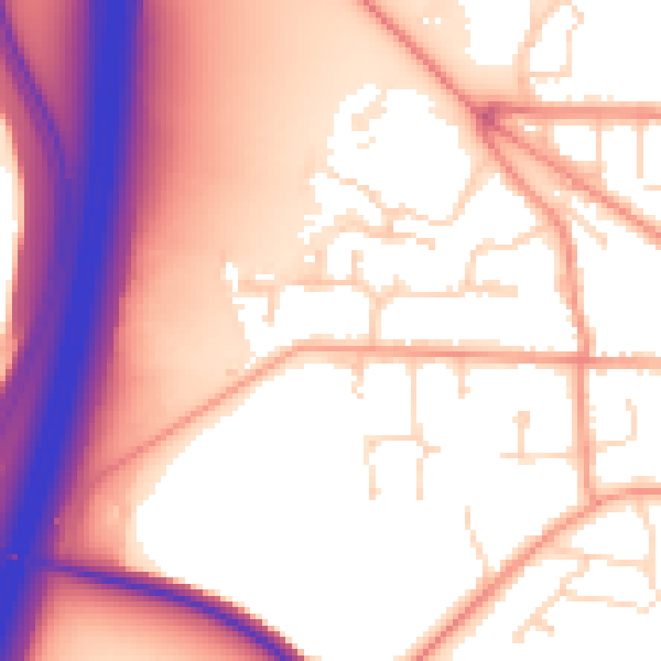Daytime road noise heatmap for DE74 2DJ
