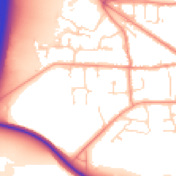 Daytime road noise heatmap for DE74 2DN