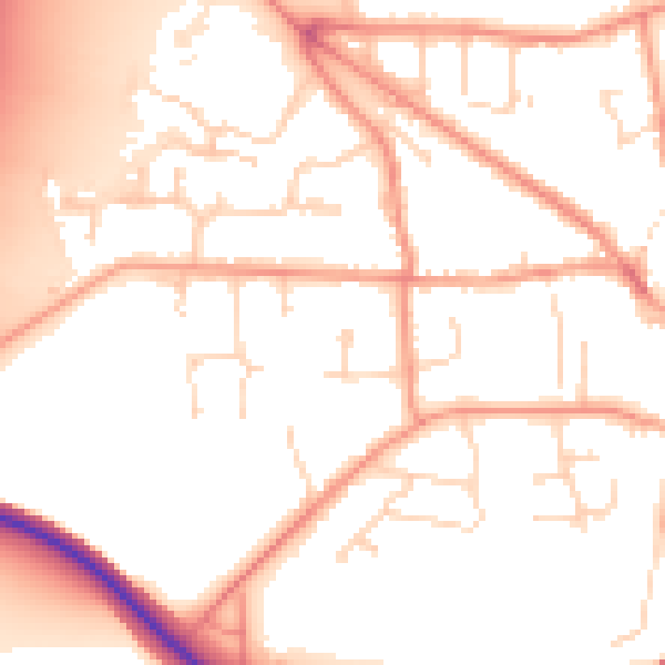 Daytime road noise heatmap for DE74 2DS