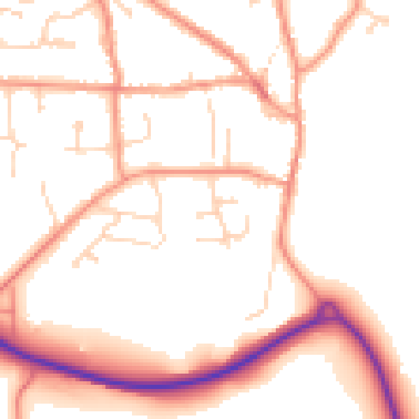 Daytime road noise heatmap for DE74 2DZ