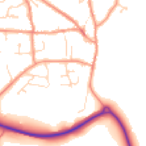 Daytime road noise heatmap for DE74 2EA