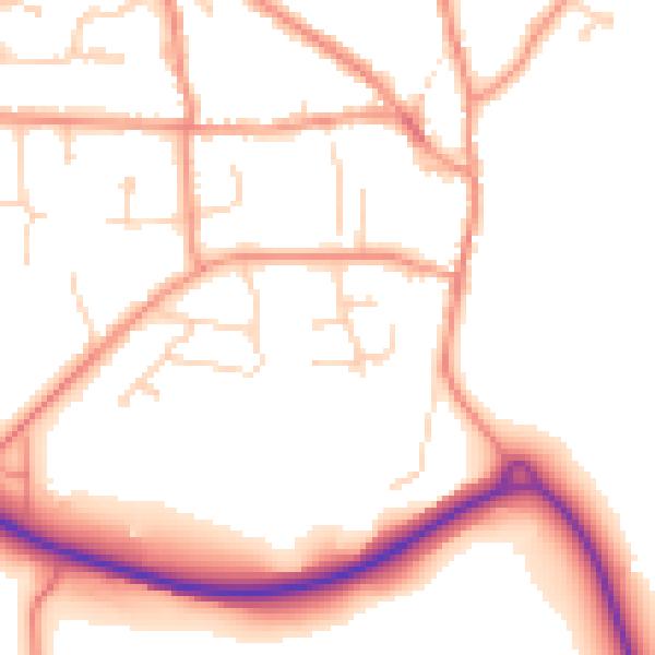 Daytime road noise heatmap for DE74 2EB