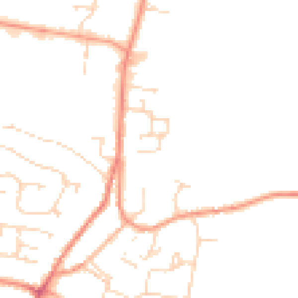Daytime road noise heatmap for DE74 2EP