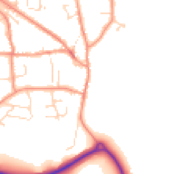 Daytime road noise heatmap for DE74 2EU