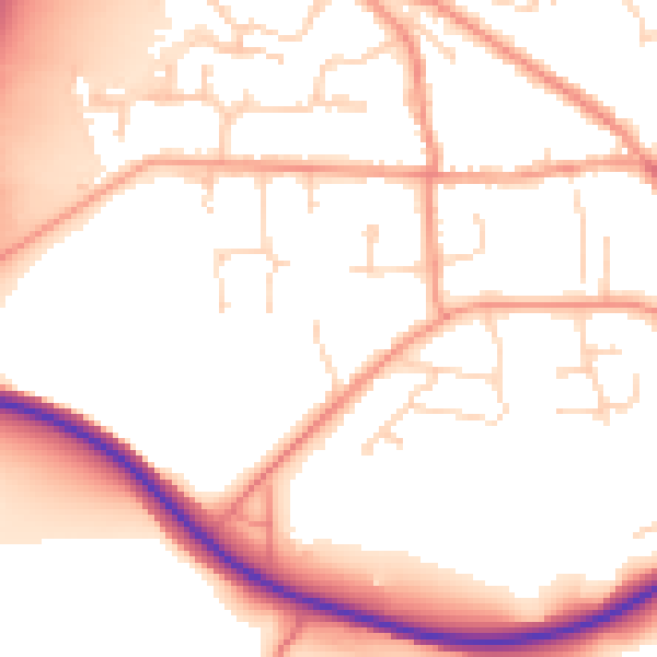Daytime road noise heatmap for DE74 2FD