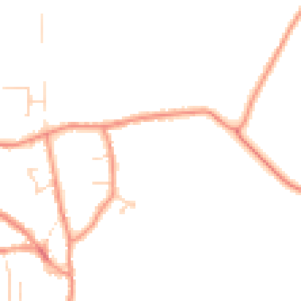 Daytime road noise heatmap for DE74 2FW