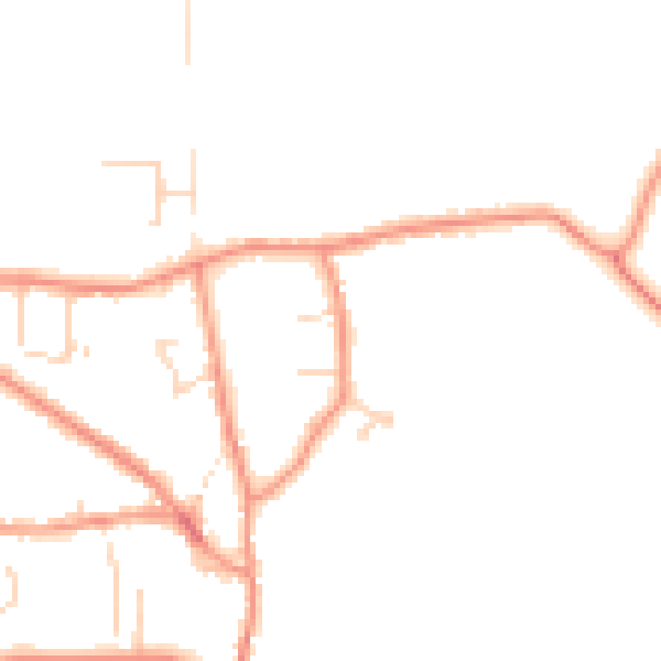 Daytime road noise heatmap for DE74 2FX