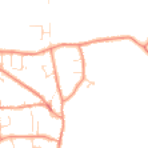 Daytime road noise heatmap for DE74 2FY